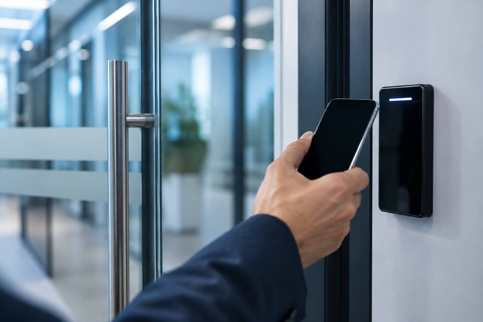 Door access control reader for business security